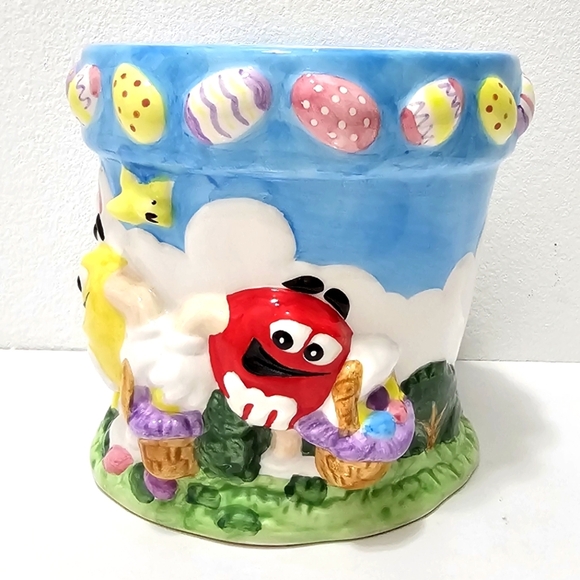 Vintage MARS M&Ms Easter Egg Hunt Collectible Ceramic Pot - Picture 3 of 15